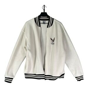 Vintage‎ Eagle Embroidered Fleece Bomber Jacket USA Made  M 2-2 Tango Alaska